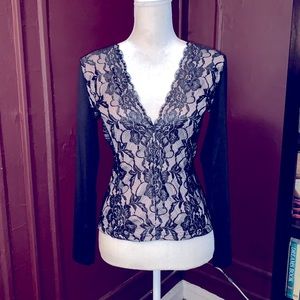 Long Sleeve Black Lace Top
